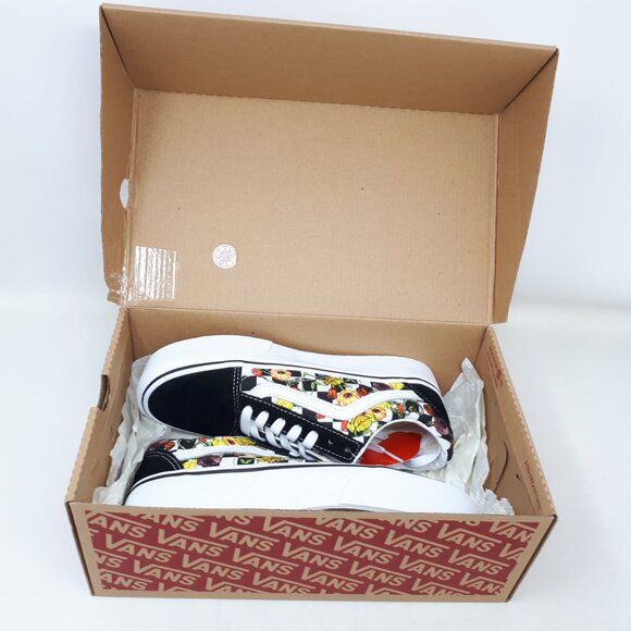 Vans Old Skool Stacked Platform Shoe Sneaker Poppy Floral Black Womens Size NEW - Picture 11 of 11
